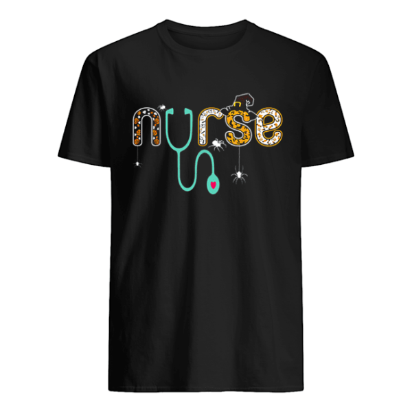 Nurse Halloween Spider Witch hat ghost Stethoscope shirt