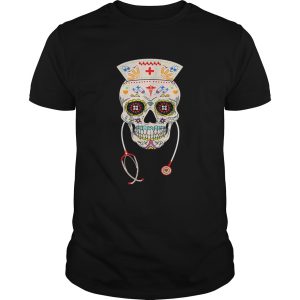 Nurse Sugar Skull Halloween Day Of The Dead Dia De Los shirt