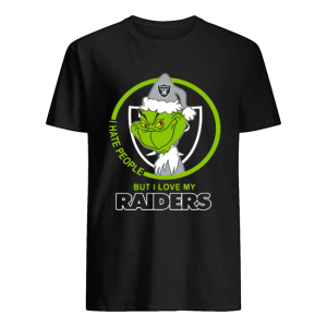 Oakland Raiders NFL Christmas Grinch Santa I Hate People But I Love My Raiders shirt