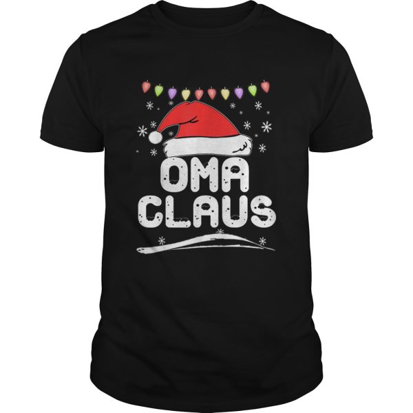 Oma Claus Christmas Family Pajama Santa Hat Lights Grandma shirt