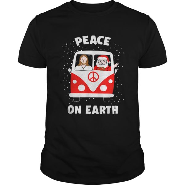Peace On Earth Santa And Jesus Hippie Fan Christmas Gift shirt