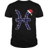 Pisces Zodiac Sign In Christmas Lights And Santas Hat T Shirt