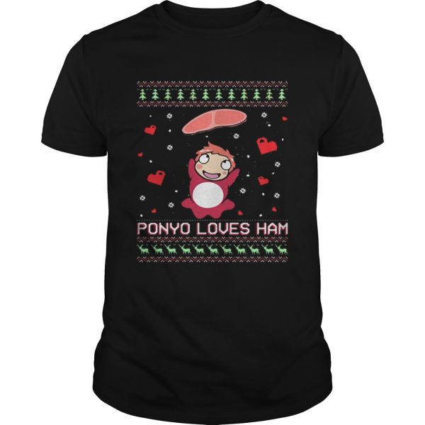 Ponyo loves ham ugly Christmas shirt
