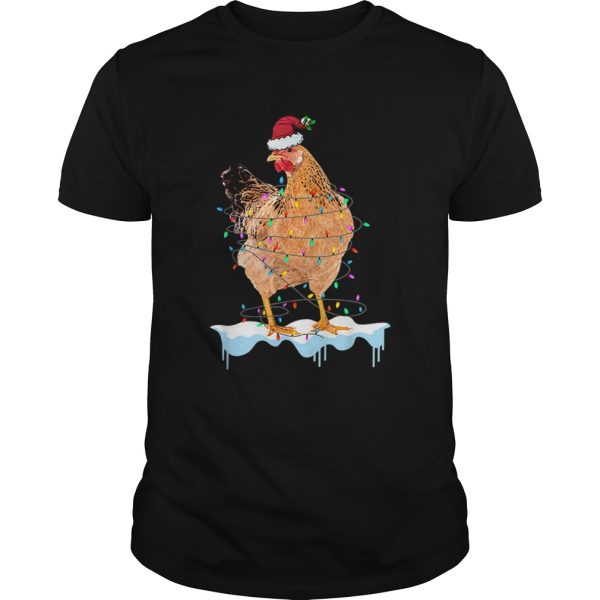 Pretty Chicken Lights Santa Hat Christmas Chicken Lover Xmas Gift shirt