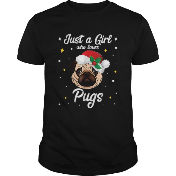 Pretty Just A Girl Who Loves Pug Christmas Santa Claus shirt