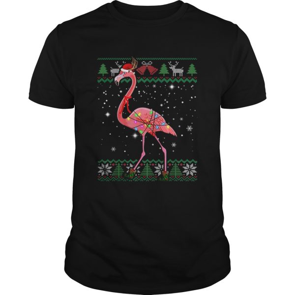 Pretty Ugly Christmas Flamingo Santa Hat Lights Xmas Gifts shirt