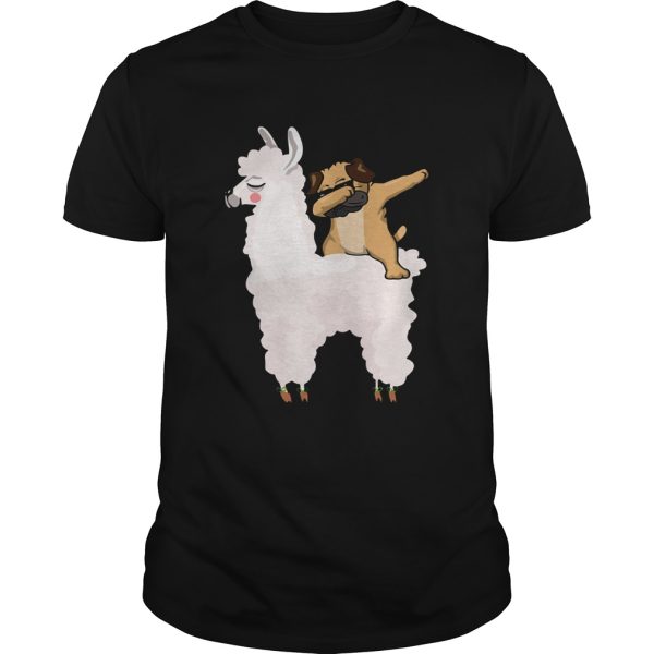 Pug Dabbing Rides Llama Ugly Christmas TShirt