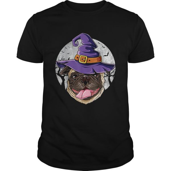 Pug Witch Hat Funny Halloween Gifts Dog shirt