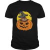 Rabbit in pumpkin wearing witch hat Halloween shirt