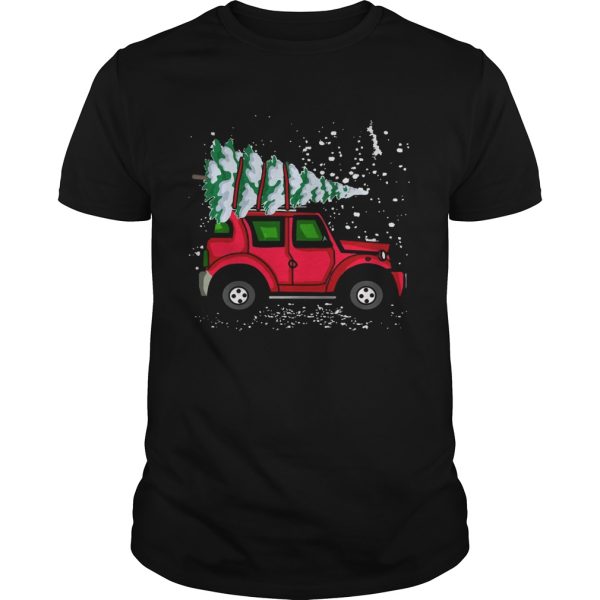 Red Jeep With Pine Tree Christmas shirt