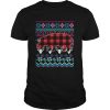 Red Plaid Hippo Ugly Christmas Shirt