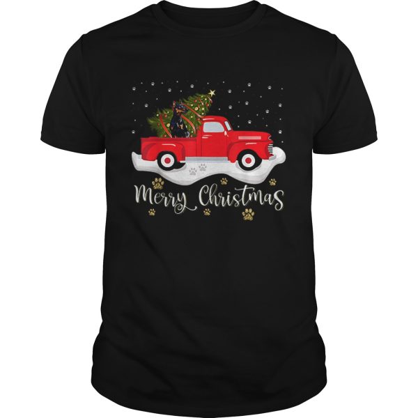 Red Truck Merry Christmas Tree Doberman Christmas shirt
