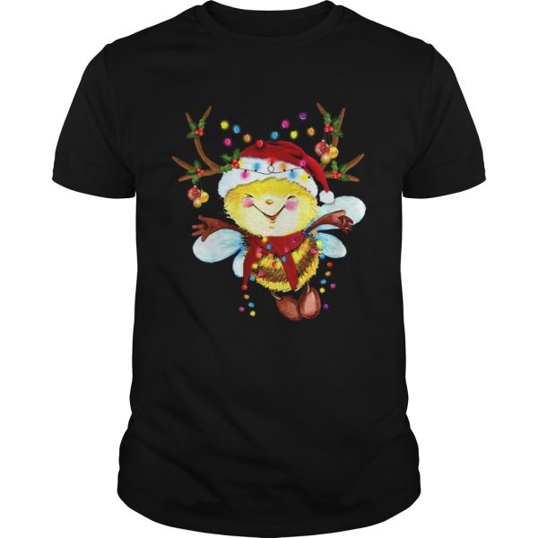 Santa Bee Reindeer Light Christmas shirt