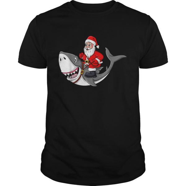 Santa Claus Riding Shark Christmas Boys Girls Xmas shirt