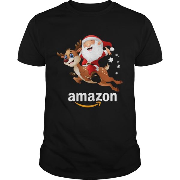 Santa Claus riding reindeer Amazon shirt