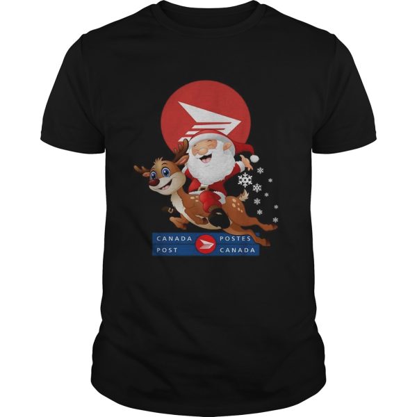 Santa Claus riding reindeer Canada Postes Christmas shirt