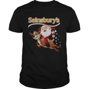 Santa Claus riding reindeer Sainsburys shirt