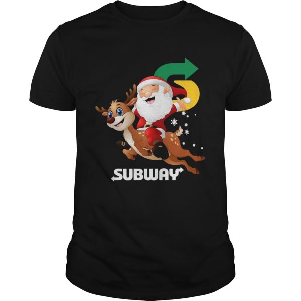 Santa Claus riding reindeer Subway shirt