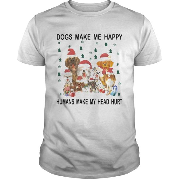 Santa Dogs Make Me Happy Humans Make My Head Hurt Christmas shirt