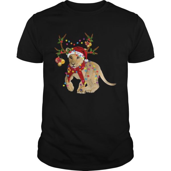 Santa Lion Reindeer Light Christmas shirt