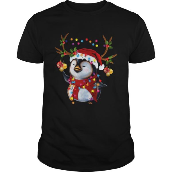 Santa Penguin Reindeer christmas light shirt