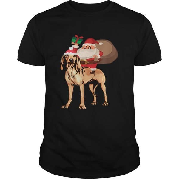 Santa Riding Bloodhound Christmas Pajama Gift shirt