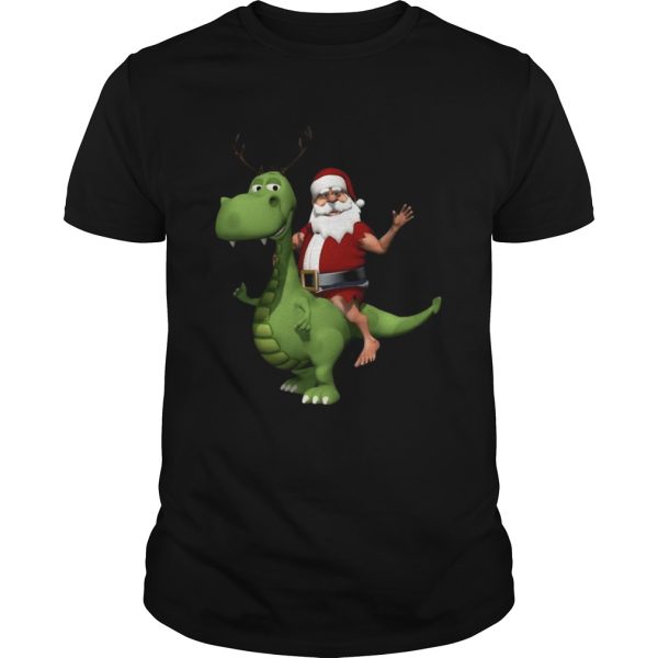 Santa Riding T Rex Dinosaur Reindeer Christmas shirt