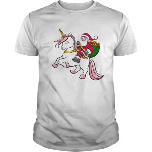 Santa Riding Unicorn Cute Girls Christmas shirt