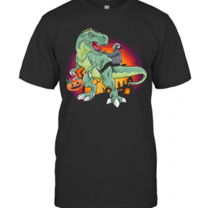 Skeleton Riding Dinosaur T Rex Halloween 2020 Boys T-Shirt