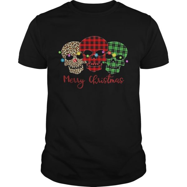 Skulls Leopard Plaid Printed Merry Christmas shirt