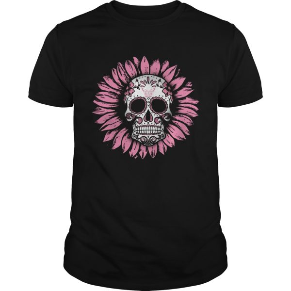 Sunflower Sugar Skull Breast Cancer Awareness shirt