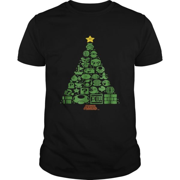 Super Mario Item Characters Christmas Tree Graphic shirt