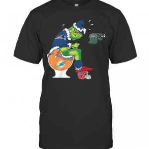 The Grinch New England Patriots Shit On Toilet Miami Dolphins And Other Teams Christmas T-Shirt