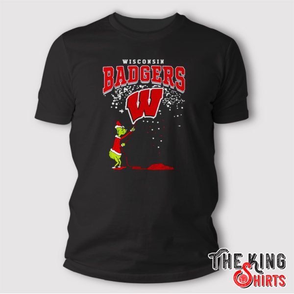 The Grinch Wisconsin Badgers Christmas Football T Shirt