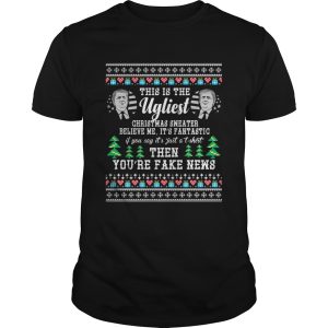 Trump Ugly Christmas Sweater Fantastic Fake News TShirt