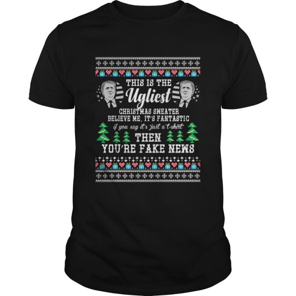 Trump Ugly Christmas Sweater Fantastic Fake News TShirt