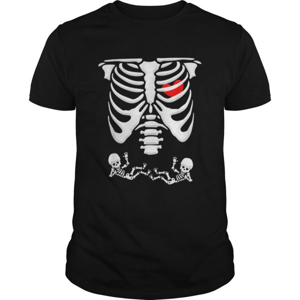 Twins Pregnancy Announcement Skeleton Xray Funny Halloween shirt