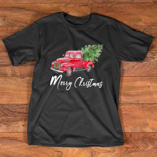 Vintage Truck Christmas Tree T Shirt For Unisex