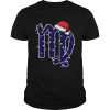 Virgo Zodiac Sign In Christmas Lights And Santas Hat TShirt