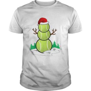 tennis Snowman Funny Santa hat Gift Party Christmas TShirt