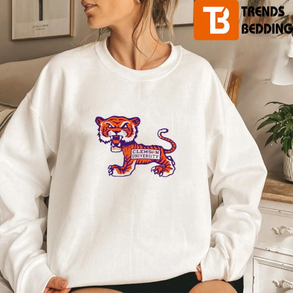 1955 Clemson Tigers Artwork Unisex Varsity Color-Block Sweatshirt