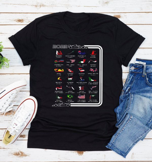 2023 Season Calendar Formula 1 T-Shirt