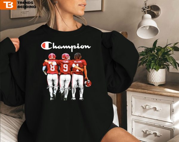 Alabama John Metchie Iii Bryce Young And Jameson Williams Champions Signatures Champion T Shirt