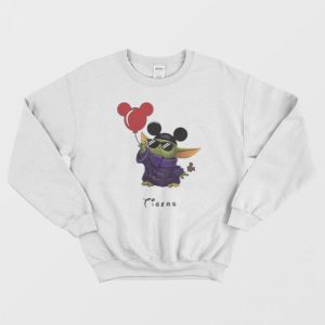 Baby Yoda Mickey Mouse Balloons LSU Tigers Sweatshirt 1