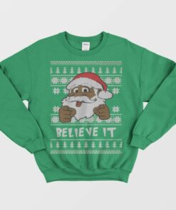 Believe It Black Santa Christmas Sweater 1