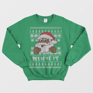 Believe It Black Santa Christmas Sweater 1