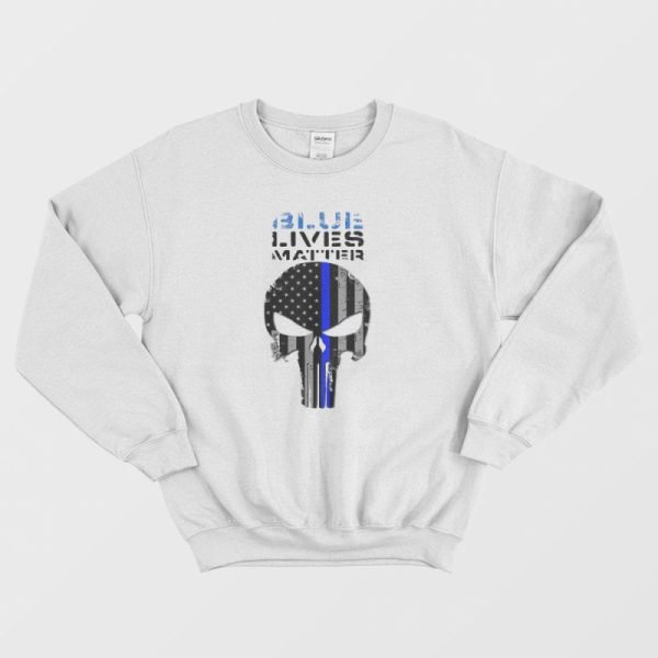 Blue Lives Matter Skull Flag Vintage Sweatshirt