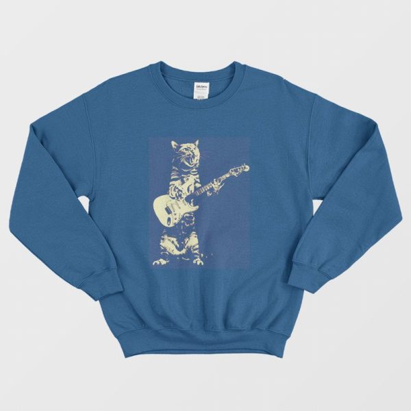 Cat Playing Guitar Sweatshirt