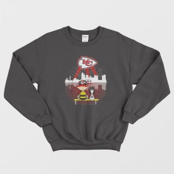 Charlie Brown and Snoopy Watching Kansas City Chiefs Sweatshirt