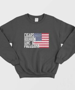 Cigars Bourbon Guns Freedom American Flag Vintage Sweatshirt 1